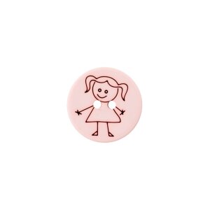 Poly-Knopf 2-Loch Mädchen 15mm rosa