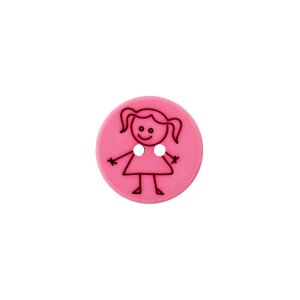 Poly-Knopf 2-Loch Mädchen 15mm pink