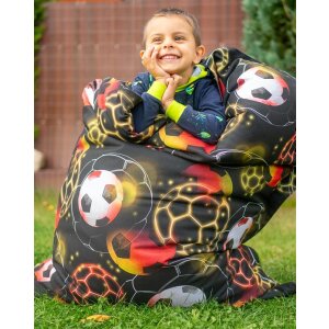 Chillstar bedruckter Sitzsack indoor & outdoor Fußball Schwarz Rot Gold | 130 Liter  90 x 135 cm