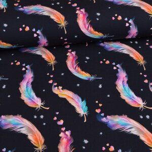 Jersey Colorful Feathers and Hearts auf Navy -...