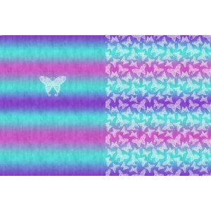 Jersey Panel - White Butterflies Pink Mint -...