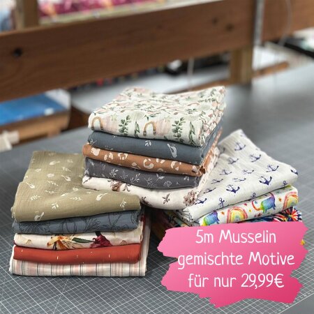 5 x 1m Musselin gemischte Motivstoffe !Musselin Sale!