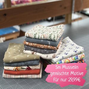 5 x 1m Musselin gemischte Motivstoffe !Musselin Sale!