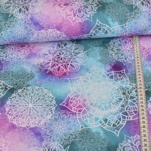 French Terry - Aquarell Mandala Petrol Lila -...