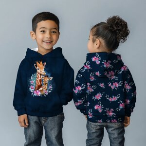 French Terry - Giraffenliebe Navy - Glitzerpüppi Exklusiv Eigenproduktion